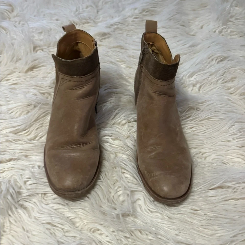 Korks Thyone Leather Ankle Booties Size 7.5 brown heeled boots - Picture 2 of 11